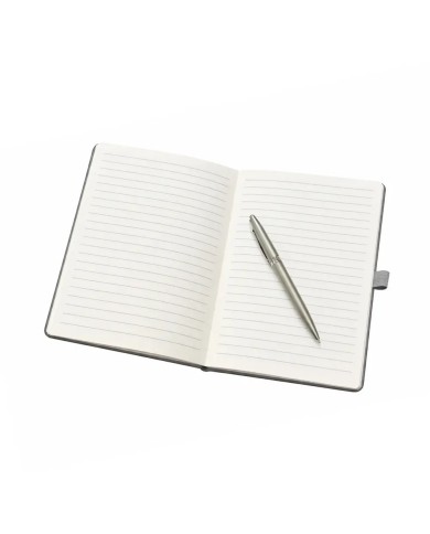 Cuaderno Meta Color Gris Con Boligrafo