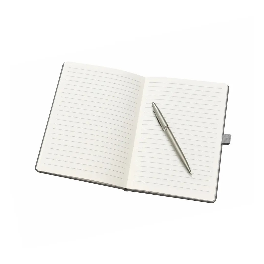Cuaderno Meta Color Gris Con Boligrafo
