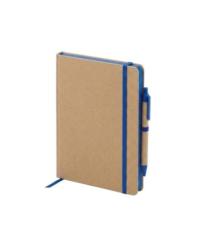 Cuaderno Moderno Kraft Con Boligrafo Con Elastico Azul