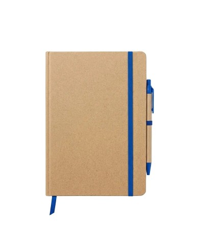 Cuaderno Moderno Kraft Con Boligrafo Con Elastico Azul