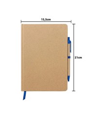 Cuaderno Moderno Kraft Con Boligrafo Con Elastico Azul