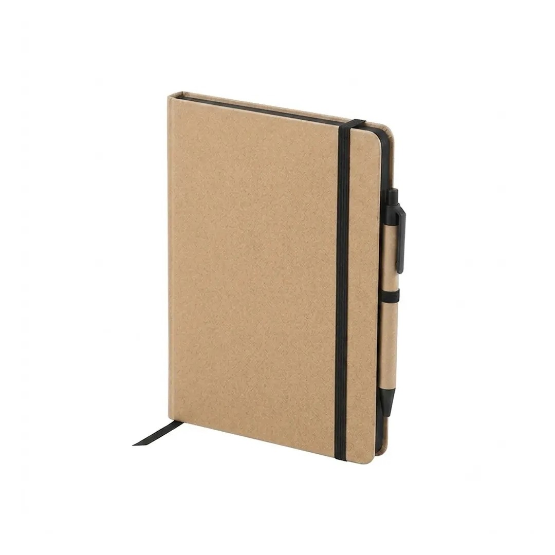 Cuaderno Moderno Kraft Con Boligrafo Con Elastico Negro