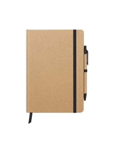 Cuaderno Moderno Kraft Con Boligrafo Con Elastico Negro