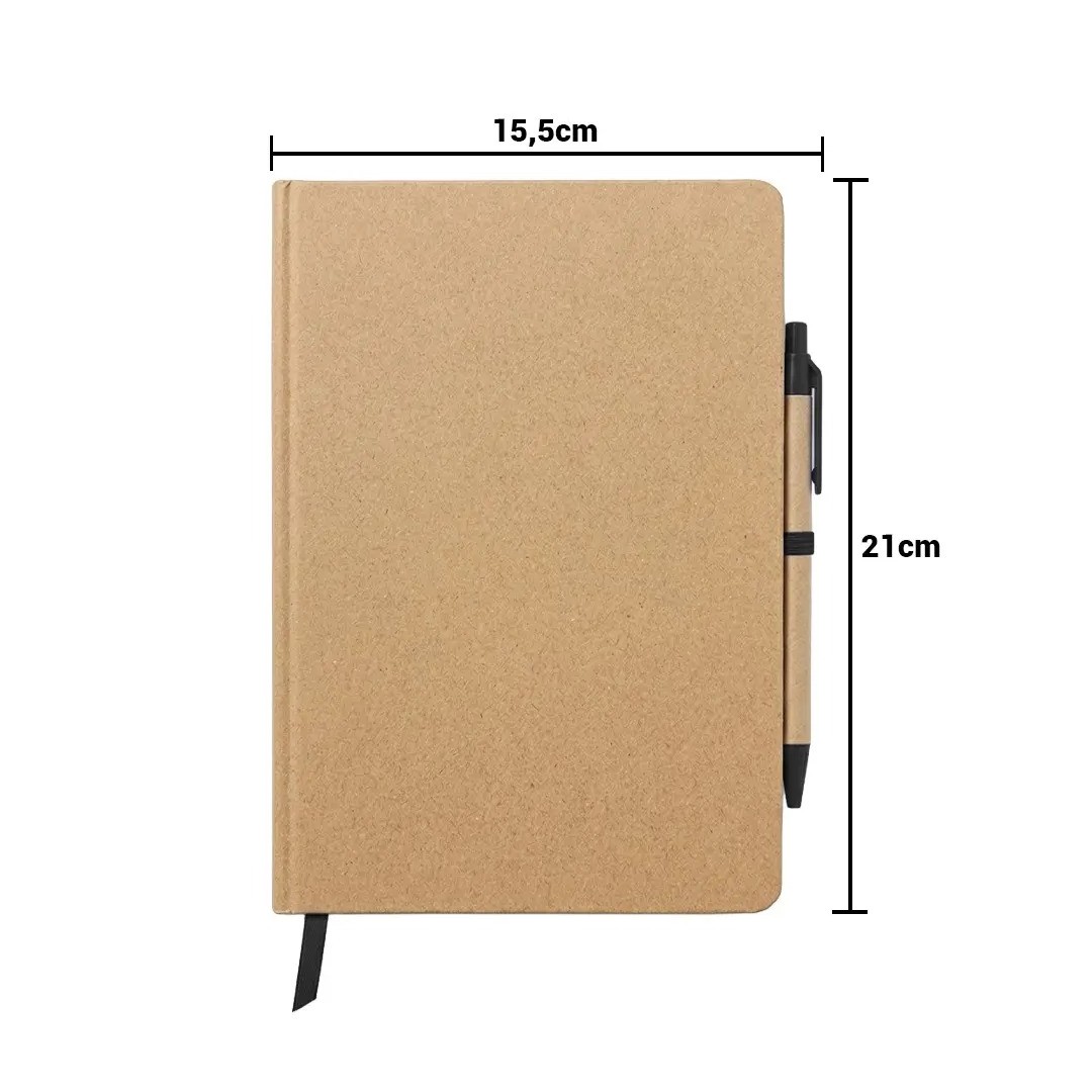 Cuaderno Moderno Kraft Con Boligrafo Con Elastico Negro