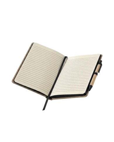 Cuaderno Moderno Kraft Con Boligrafo Con Elastico Negro