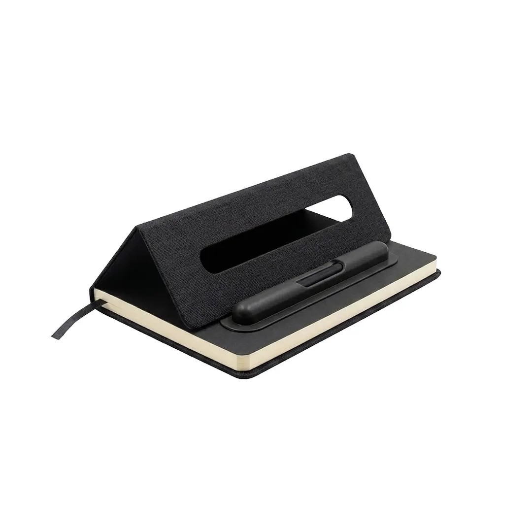 Cuaderno Paris De Color Negro Con Soporte Para Celular