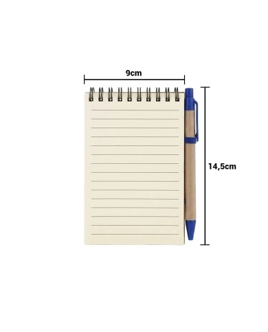 Libreta Ecologica Hega Azul Con Boligrafo