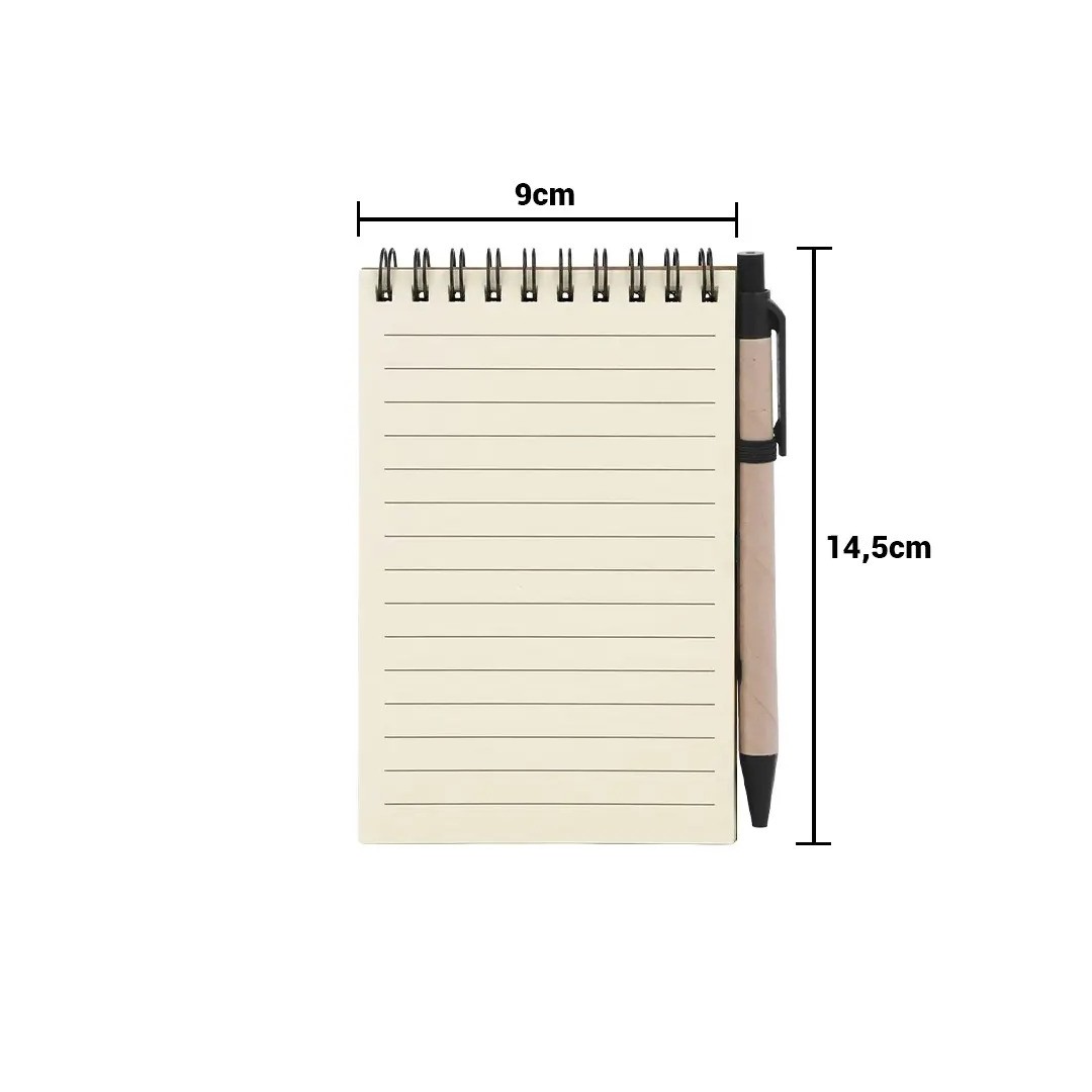 Libreta Ecologica Hega Negra Con Boligrafo