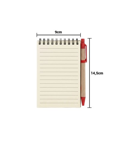 Libreta Ecologica Hega Rojo Con Boligrafo