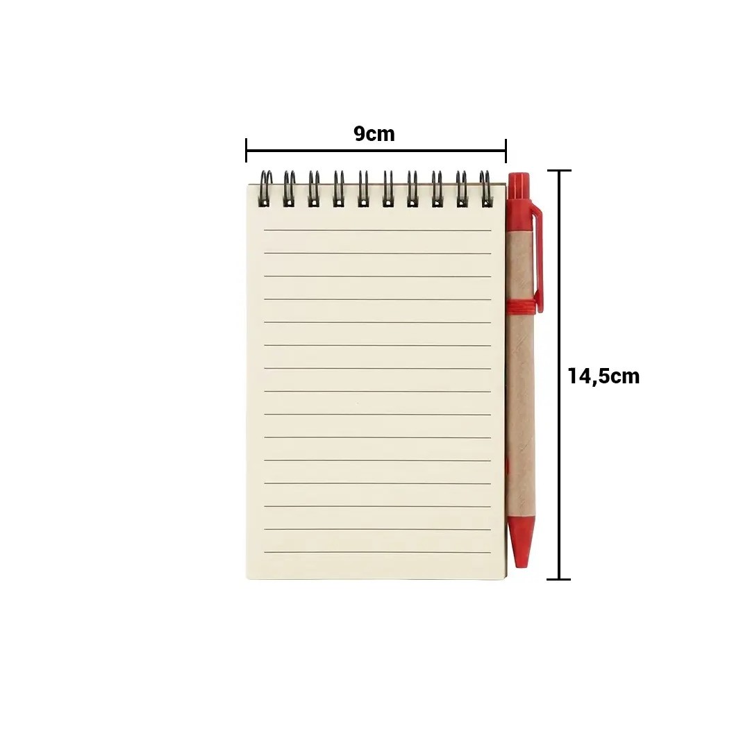 Libreta Ecologica Hega Rojo Con Boligrafo
