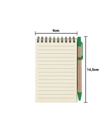 Libreta Ecologica Hega Verde Con Boligrafo