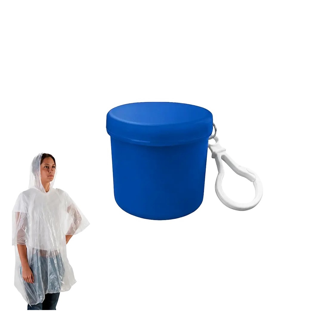 Poncho Lluvia Barrilito Azul Con Llavero