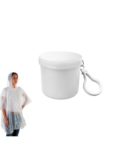 Poncho Lluvia Barrilito Blanco Con Llavero