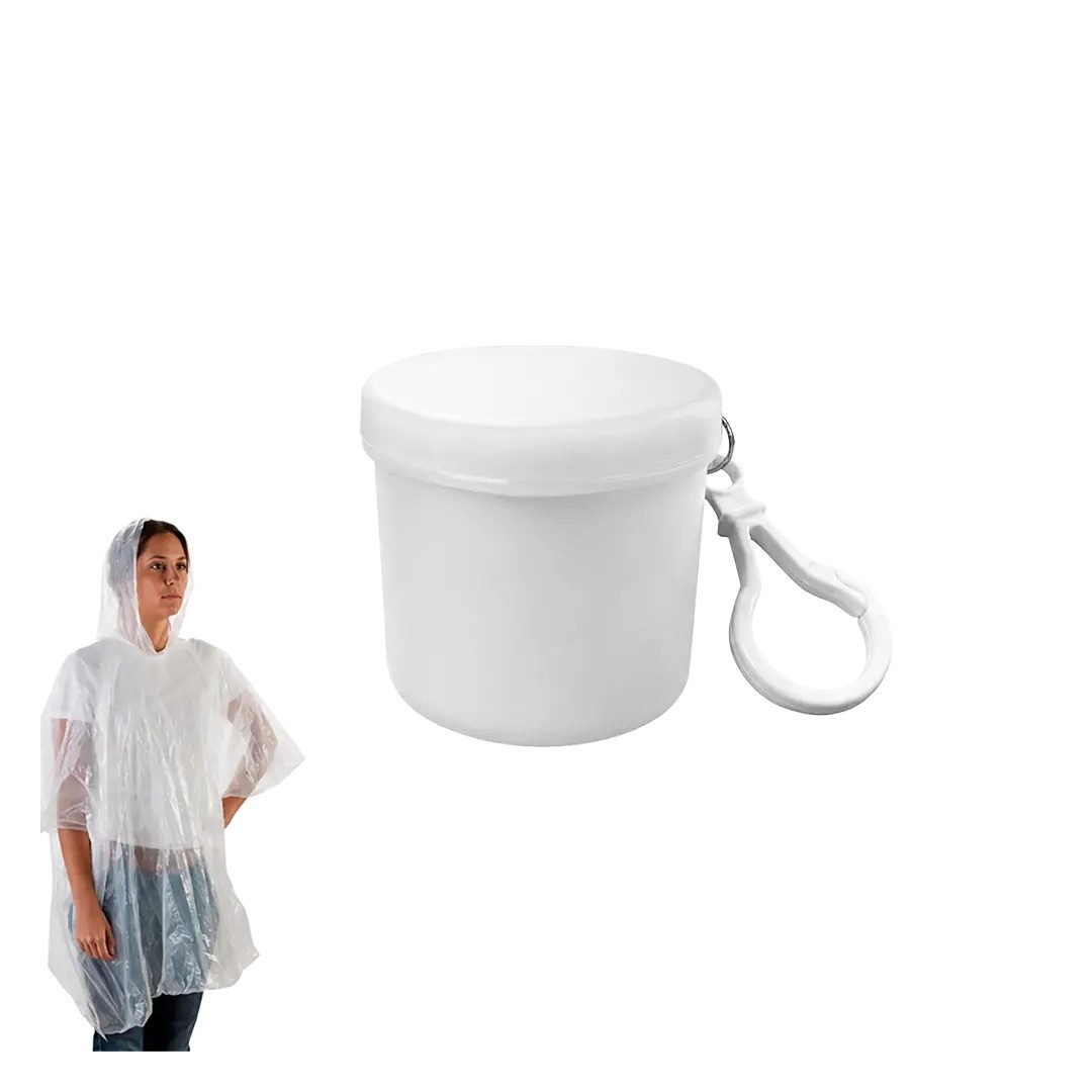 Poncho Lluvia Barrilito Blanco Con Llavero