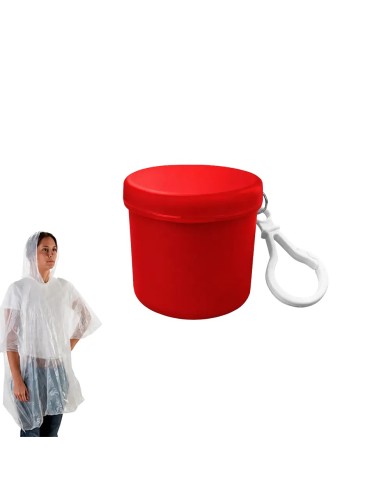 Poncho Lluvia Barrilito Rojo Con Llavero