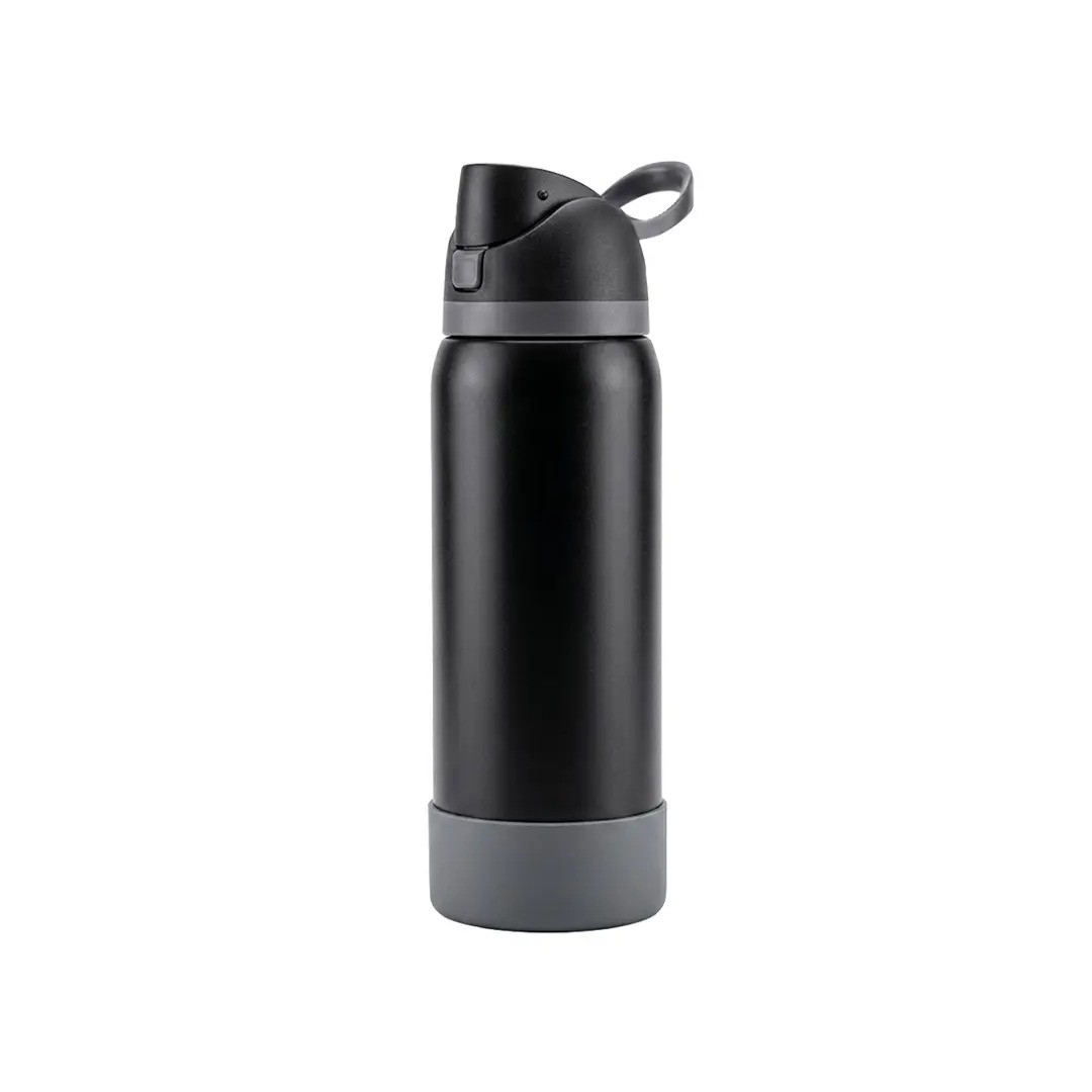 Termo Tipo Owala Con Base Rubber Color Negro Con Gris