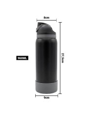 Termo Tipo Owala Con Base Rubber Color Negro Con Gris