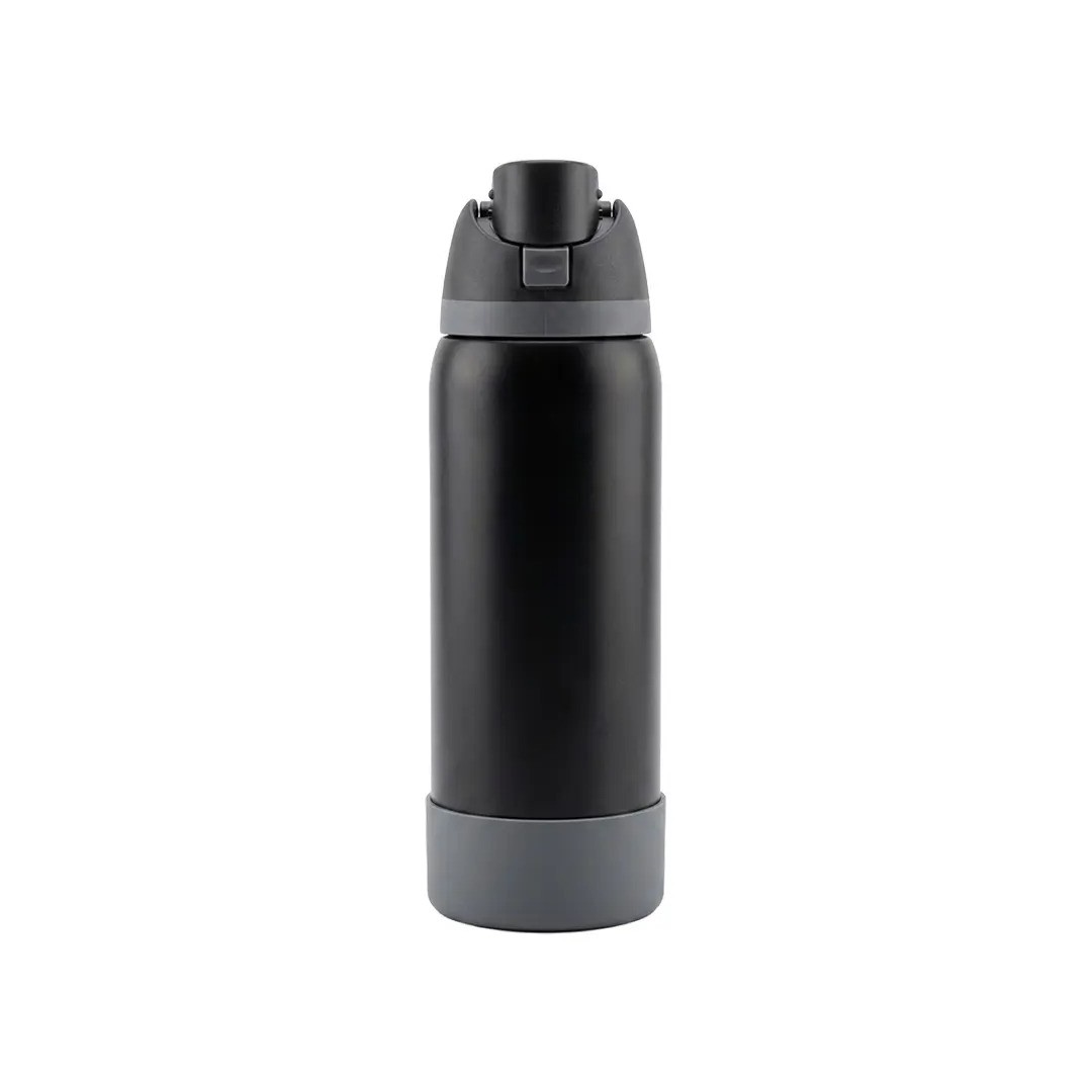 Termo Tipo Owala Con Base Rubber Color Negro Con Gris