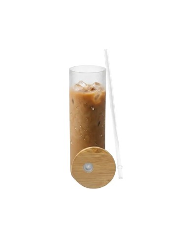Vaso De Vidrio Con Tapa Bambu