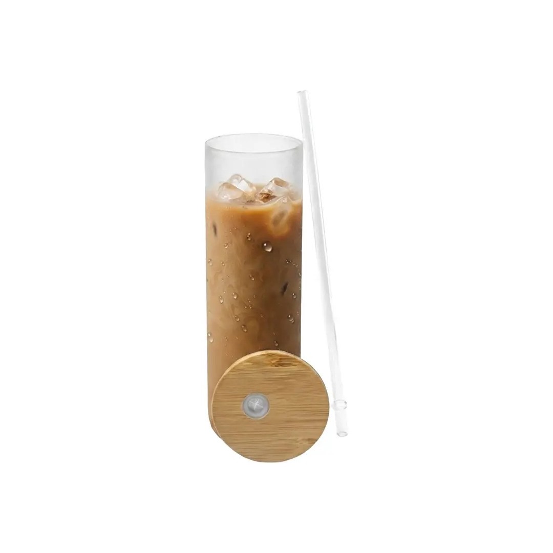 Vaso De Vidrio Con Tapa Bambu