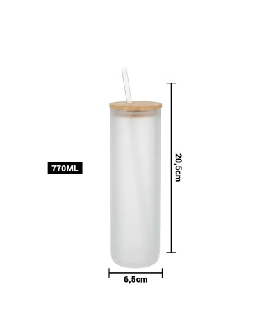Vaso De Vidrio Con Tapa Bambu