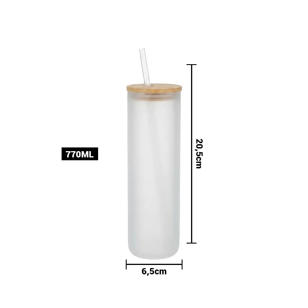 Vaso De Vidrio Con Tapa Bambu