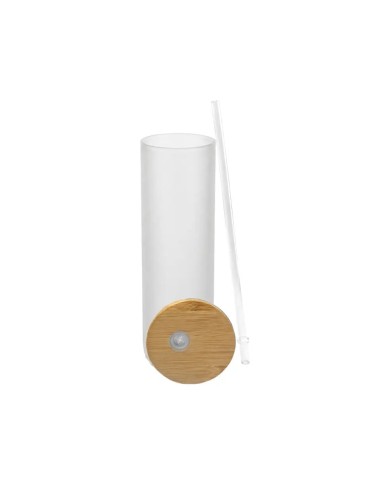 Vaso De Vidrio Con Tapa Bambu