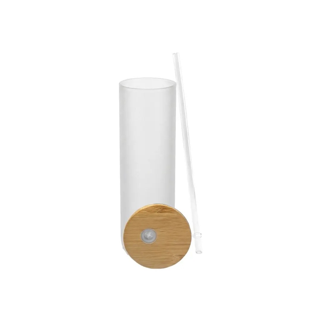 Vaso De Vidrio Con Tapa Bambu