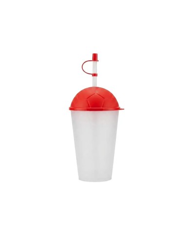 Vaso Frosty Con Tapa Futbolera Rojo 450Ml