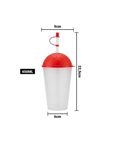 Vaso Frosty Con Tapa Futbolera Rojo 450Ml