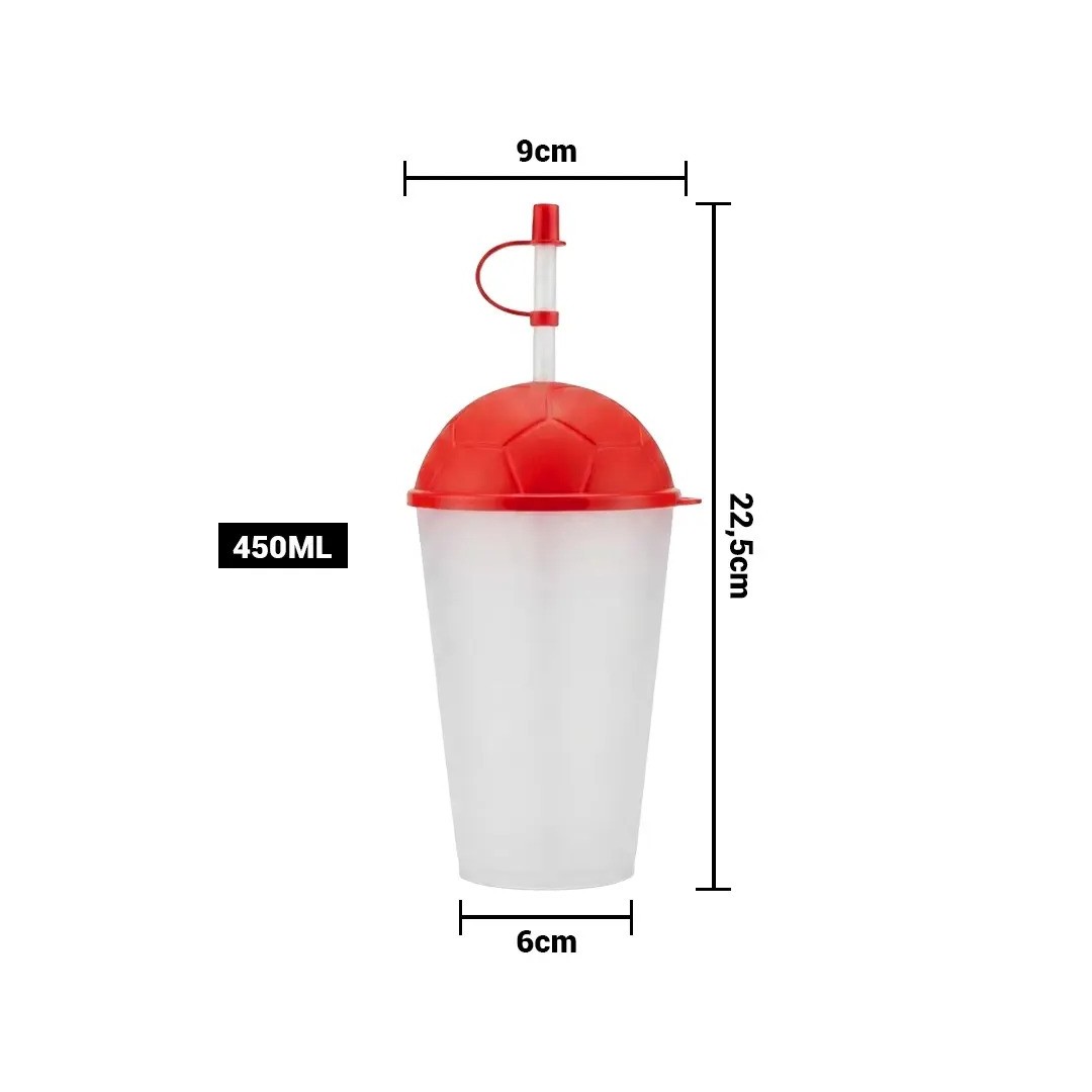 Vaso Frosty Con Tapa Futbolera Rojo 450Ml