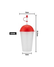 Vaso Frosty Con Tapa Futbolera Rojo 450Ml