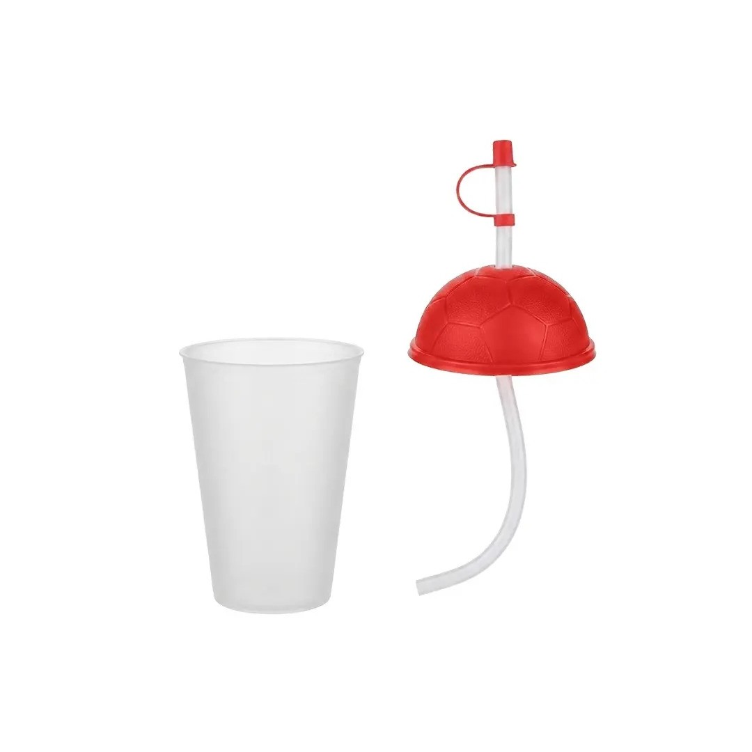 Vaso Frosty Con Tapa Futbolera Rojo 450Ml