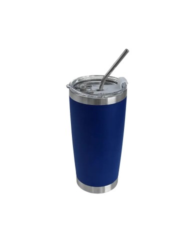 Vaso Termico Tumbler Con Sorbete Color Azul Electrico