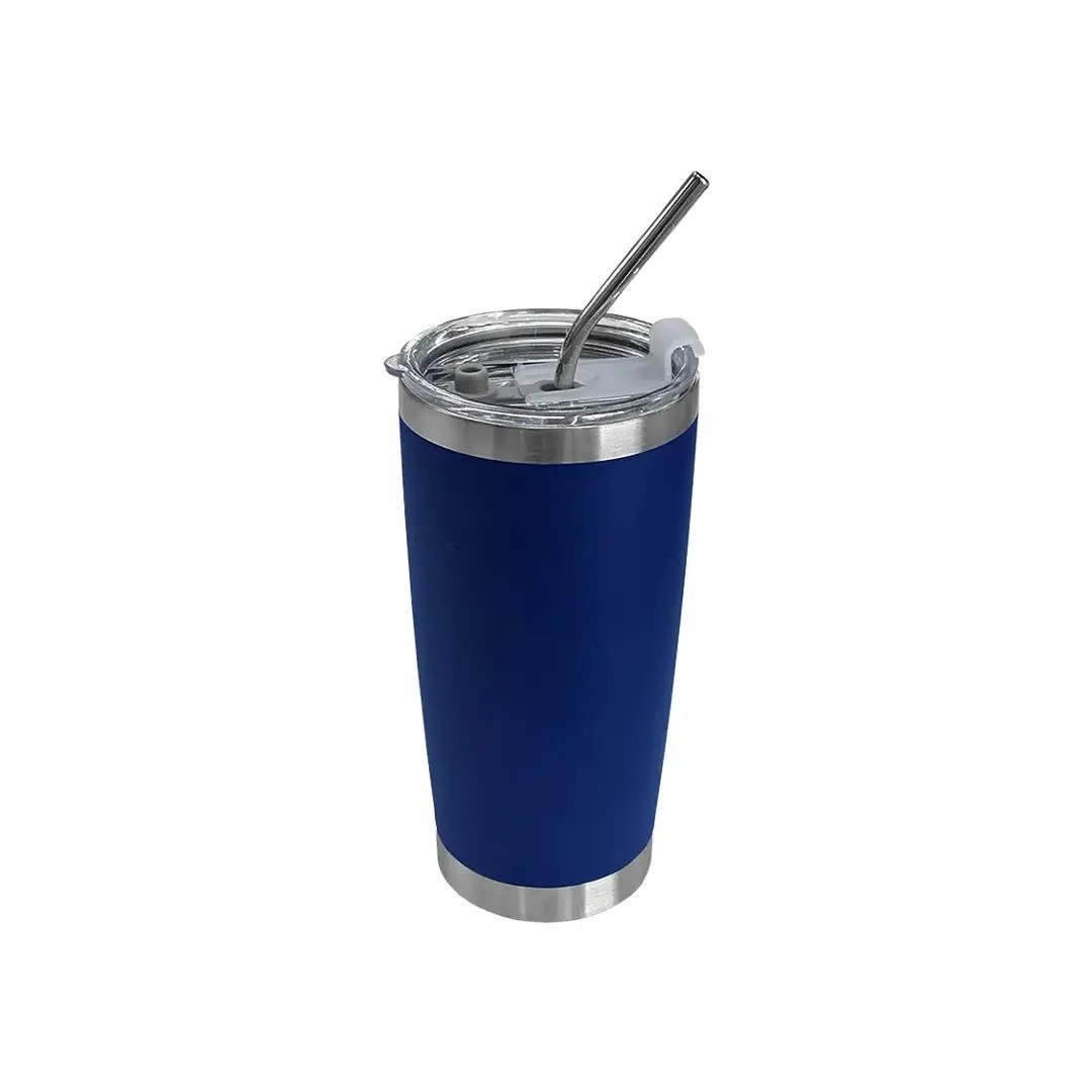 Vaso Termico Tumbler Con Sorbete Color Azul Electrico
