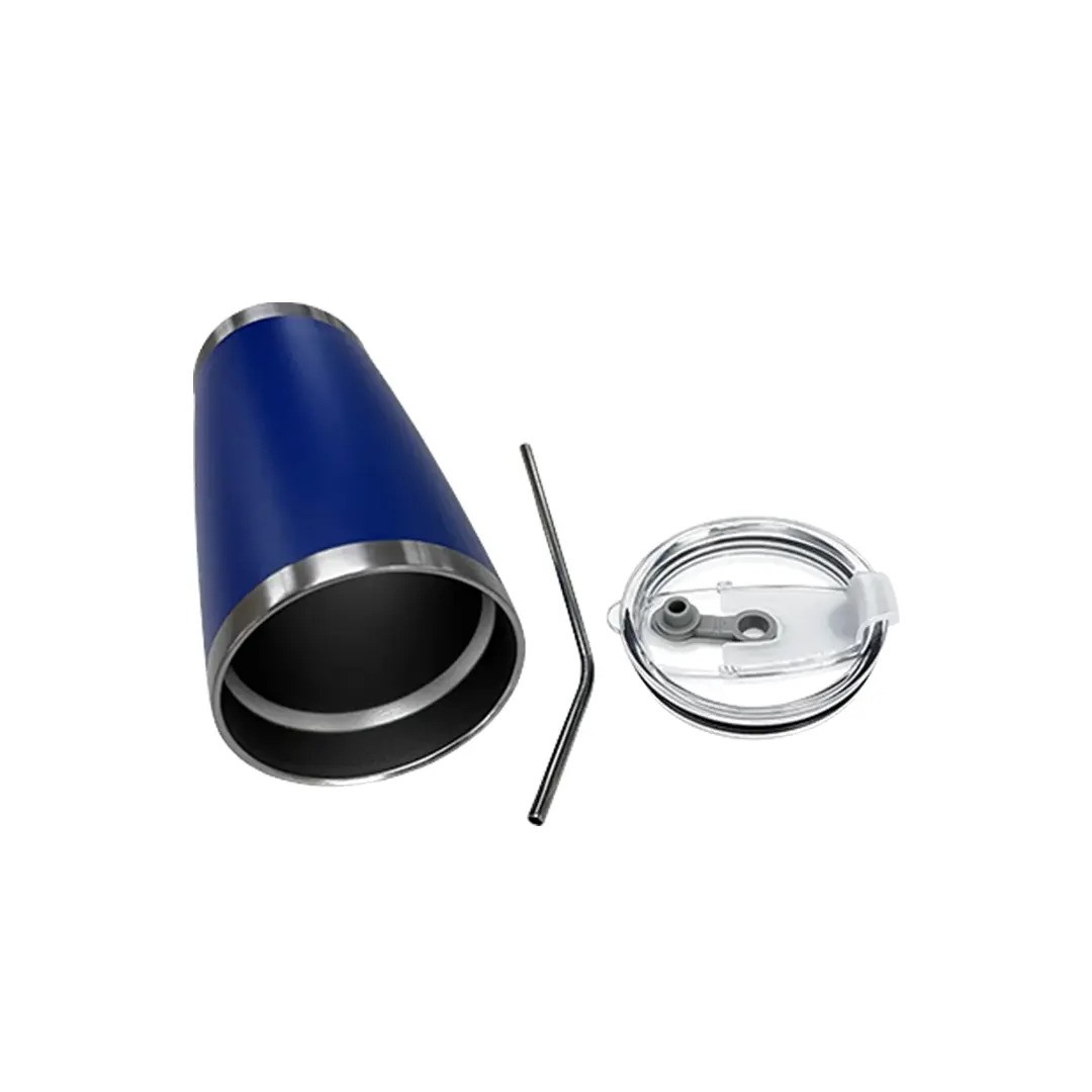 Vaso Termico Tumbler Con Sorbete Color Azul Electrico