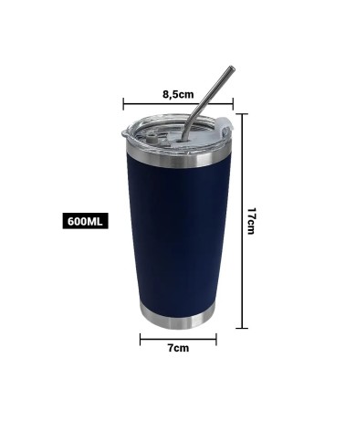 Vaso Termico Tumbler Con Sorbete Color Azul Marino