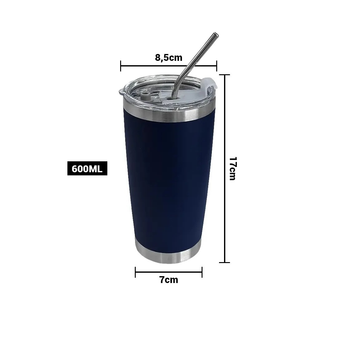 Vaso Termico Tumbler Con Sorbete Color Azul Marino