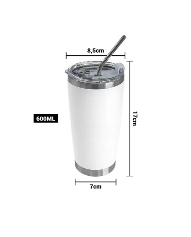 Vaso Termico Tumbler Con Sorbete Color Blanco