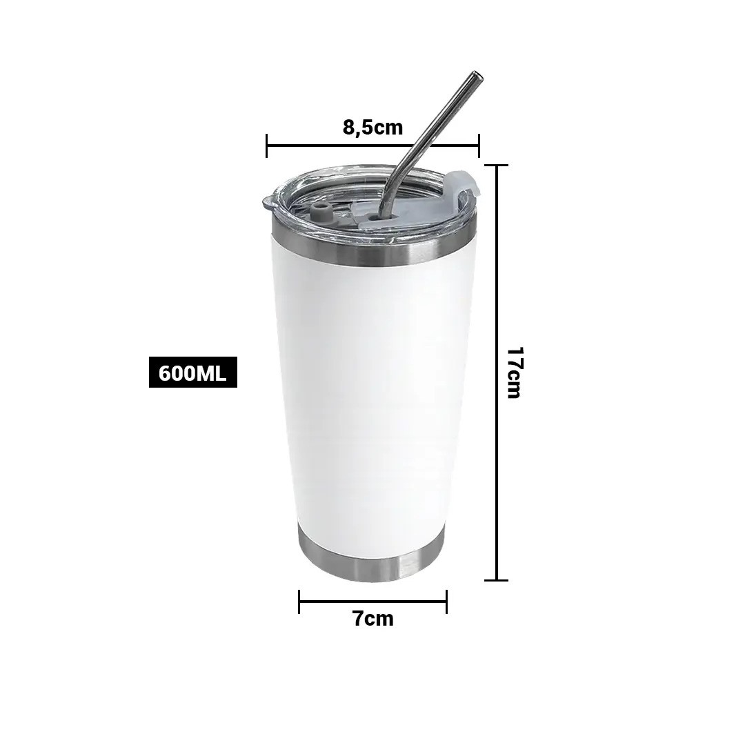Vaso Termico Tumbler Con Sorbete Color Blanco