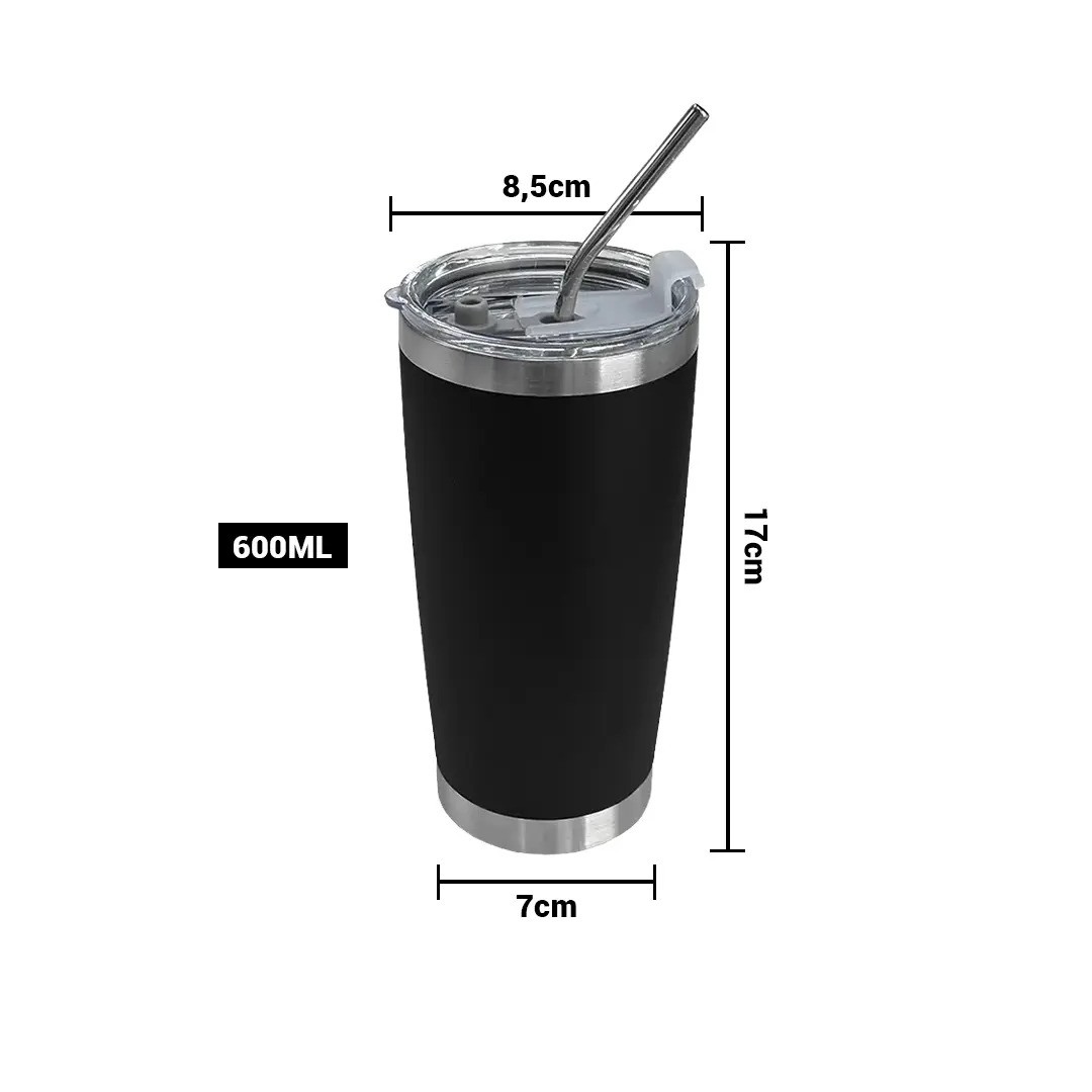 Vaso Termico Tumbler Con Sorbete Color Negro