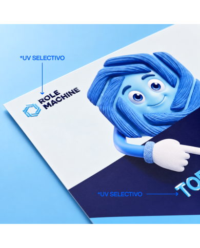 Impresión Blue Back con Acabado Barniz 3D en Guayaquil | Role Machine