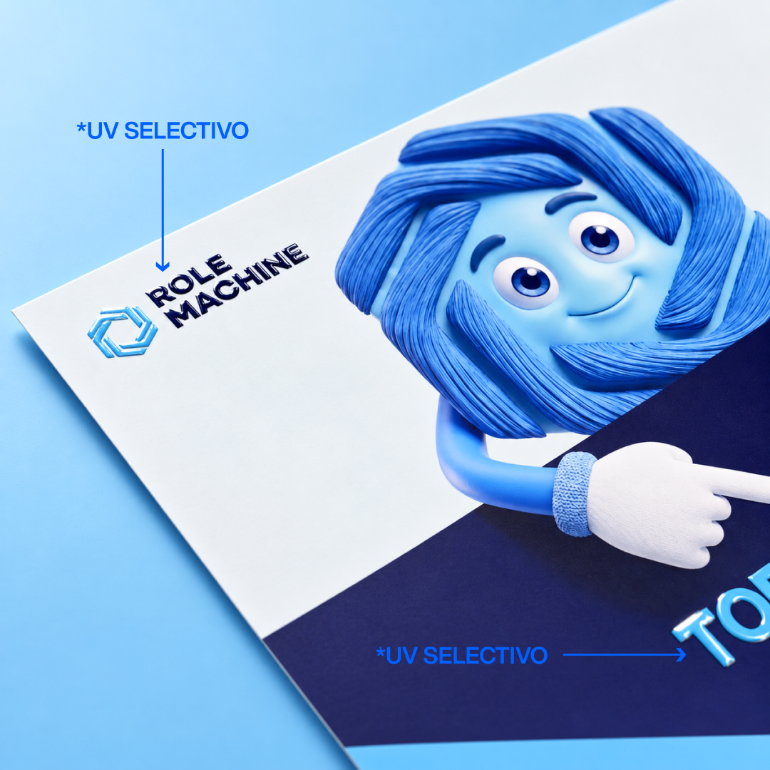 Impresión Blue Back con Acabado Barniz 3D en Guayaquil | Role Machine