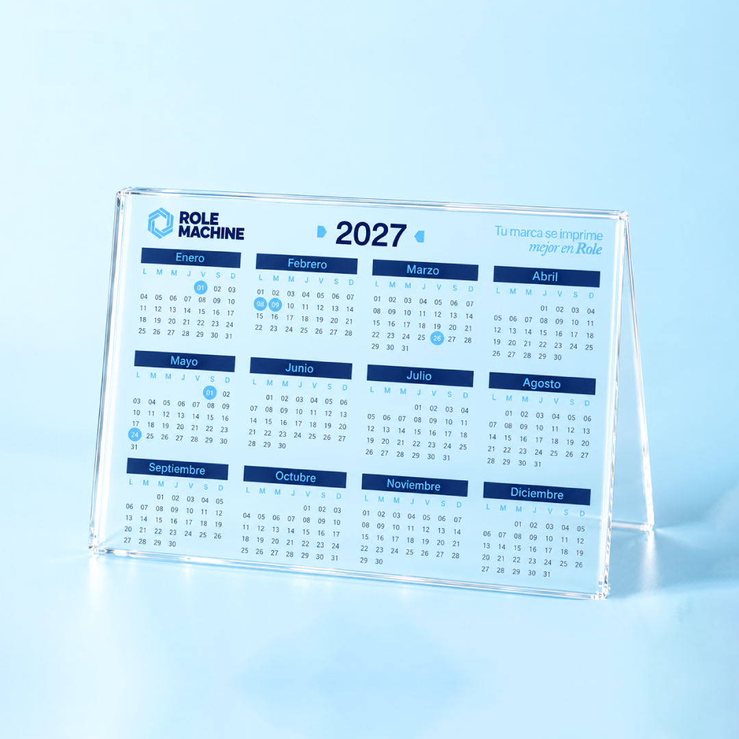 Calendario de Acrílico Personalizado para Escritorio | Role Machine