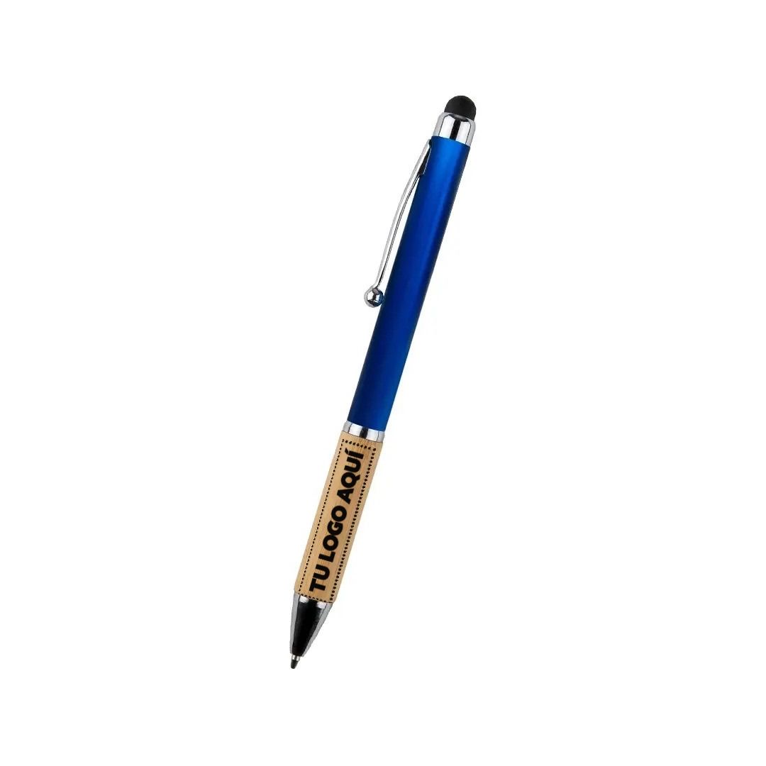 Boligrafo Bamboo Berlin Con Touch Azul - personalizable con tu logo