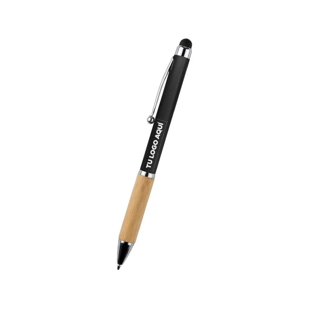 Boligrafo Bamboo Berlin Con Touch Negro - personalizable con tu logo