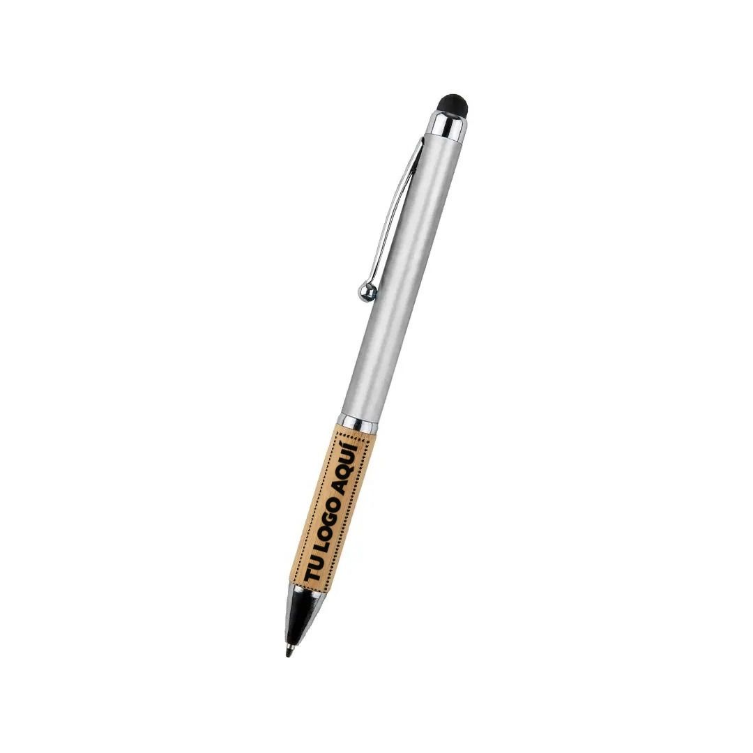 Boligrafo Bamboo Berlin Con Touch Plateada - personalizable con tu logo