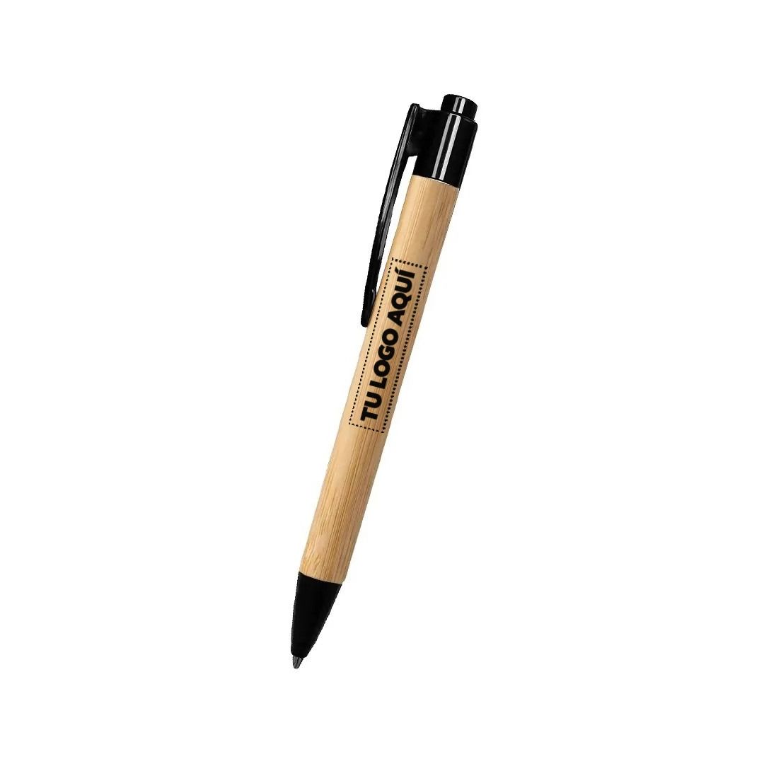 Bolígrafo Bambú Color Negro - personalizable con tu logo