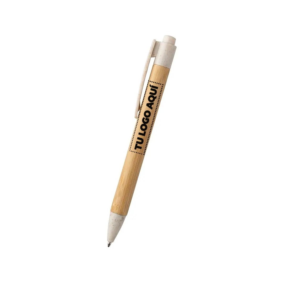 Bolígrafo Bambú Con Detalles De Avena - personalizable con tu logo