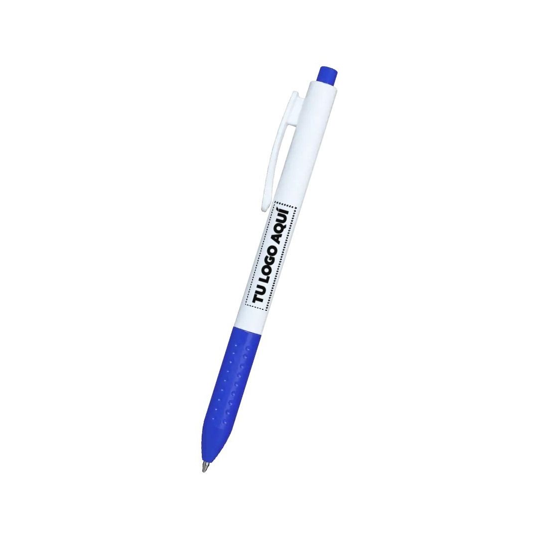Boligrafo Click Plus Blanco Con Azul - personalizable con tu logo